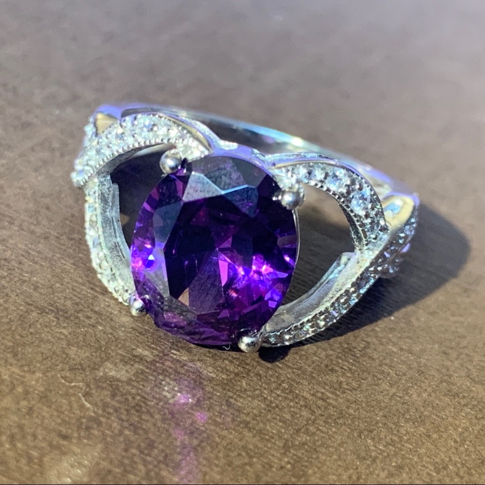 Natural Amethyst Gemstone w/crystal accents